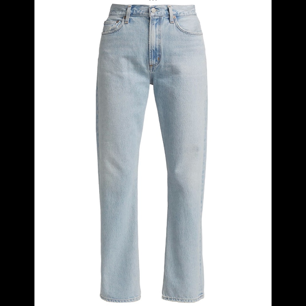Agolde Mia Mid-Rise Distressed Straight-Leg Jeans